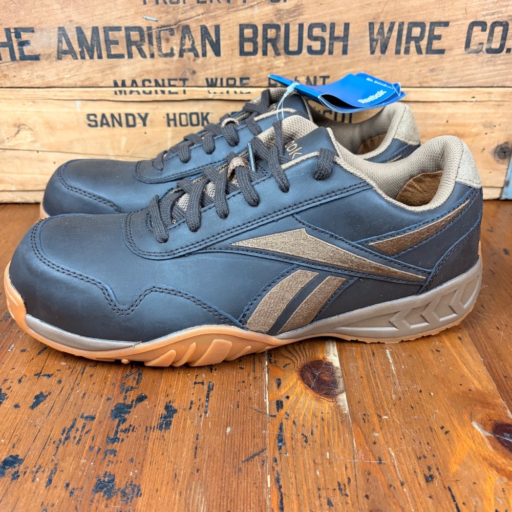 Reebok Men's 9.5 W Work Shoes Brown RB1940 Slip Oil Resisting‎ Athletic Sneakers